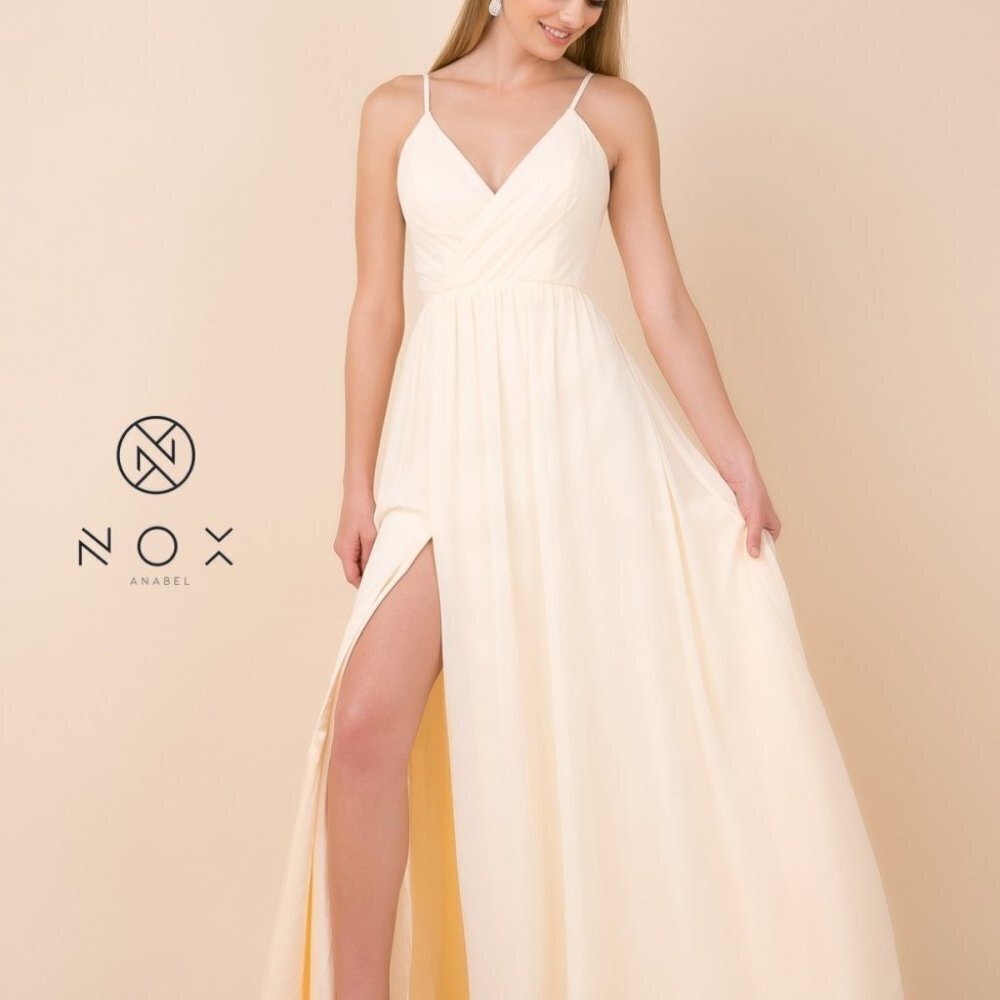 V Neckline Long Tail A-line Gown NXR275